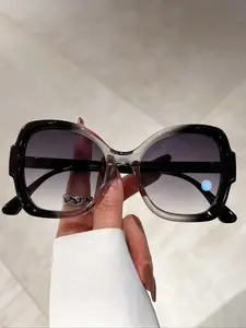 Unisex Oversized Full Frame Sunglasses, Trendy Casual Ombre Lens Sunglasses for Men & Women, Fashionable Sunglasses for Outdoor Activities
