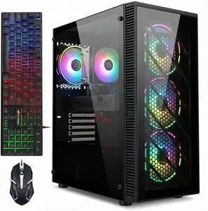 STGAubron Gaming PC Computer Desktop,AMD Ryzen 5 5500 up to 4.2GHz, Radeon RX 580 8G, 16G DDR4, 512G SSD, WiFi 6 5G & BT 5.2, RGB Fan x4, Windows 11 Home