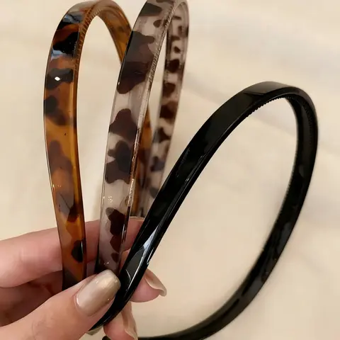 3Pcs Black, Brown, Gray, Tortoiseshell Minimalist Non-Slip Serrated Lightweight Plastic Chic Headbands, Fashion Versatile High-End Elegant Simple Style Hair Accessories Suitable For Daily Wear, Casual, Party,, Hairstyling, Washing Face, Makeup, Hairbands