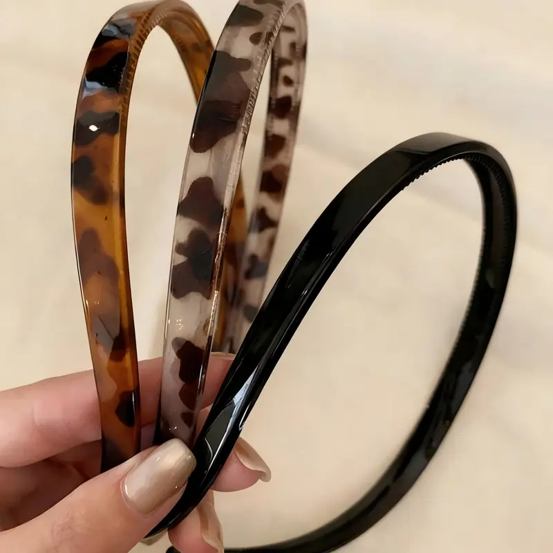 3Pcs Black, Brown, Gray, Tortoiseshell Minimalist Non-Slip Serrated Lightweight Plastic Chic Headbands, Fashion Versatile High-End Elegant Simple Style Hair Accessories Suitable For Daily Wear, Casual, Party,, Hairstyling, Washing Face, Makeup, Hairbands
