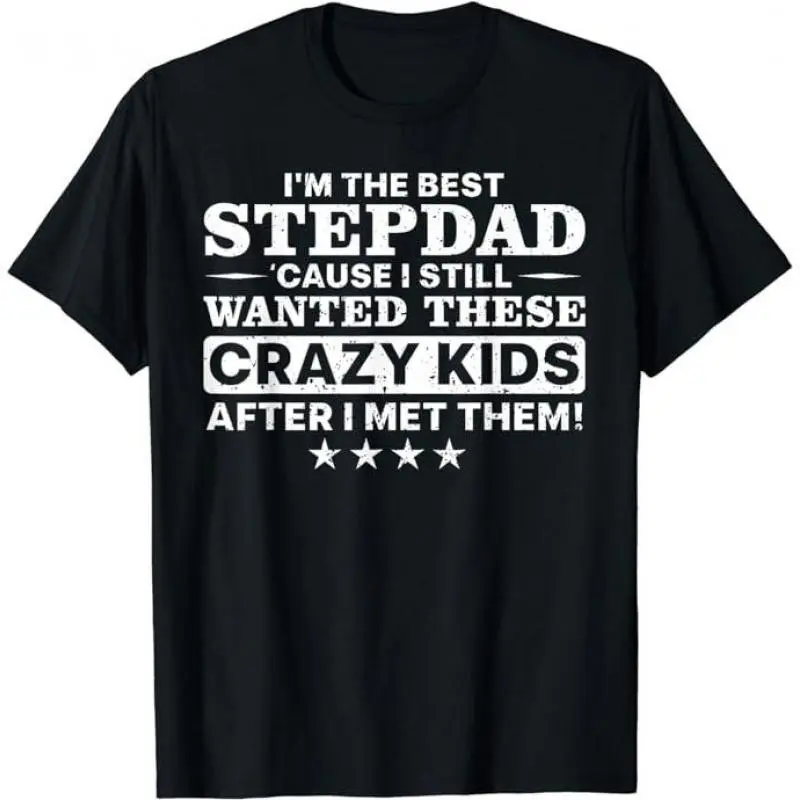 Men's Casual Cotton T-Shirt - Father's Day Stepdad Gift, Oversized Relaxed Fit, Graphic, Breathable Fabric, Personalized Streetwear Menswear Basic Top