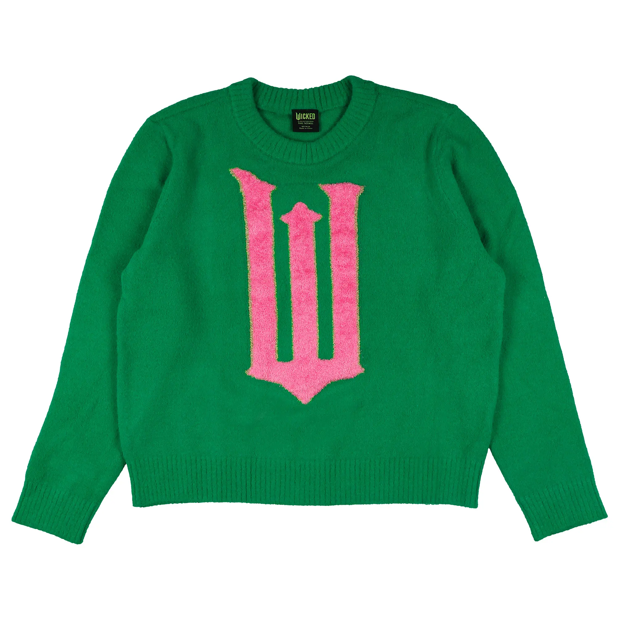 Wicked Sweater Women's W Logo Design Ribbed Pullover Knit Crewneck, Clothes, Everyday, Fabric
