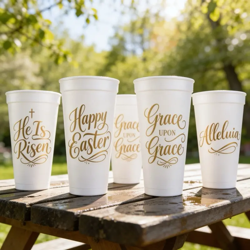 Easter Party Cups - Happy Easter, Grace Upon Grace, He Is Risen, Alleluia - Effortless Elegance