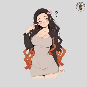 Cute Nezuko Anime Girl Question Vinyl Sticker, Kawaii Waifu Decal, Laptop Car Window Water Bottle Funny Gift
