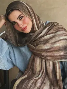 Women's Casual Rayon Rainbow Headscarf Hijab, Fashionable Boho Style Party Scarf with Tassels, Perfect for Gatherings & Celebrations