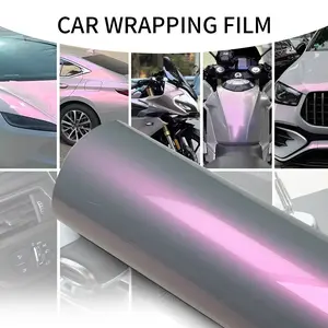 Premium PET Glossy Magic Dreamy Candy Vinyl Wrap Film Color Change Chameleon Grey to Red Car Wrapping Decal Self Adhesive Car Stickers
