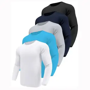 5 pieces of men's long sleeved shirts, moisture absorbing men's T-shirts, sports T-shirts, running tops, fitness clothesRAIMENTRY