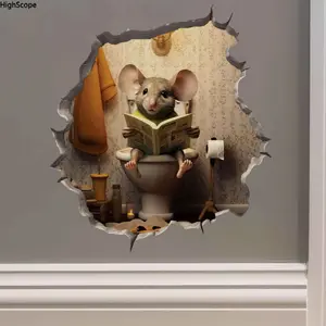 3D Cheese Mouse Hole Wall Sticker – PVC Cartoon Wall Decal, Self-Adhesive Home Decor for Kids Room, Bedroom & Living Room