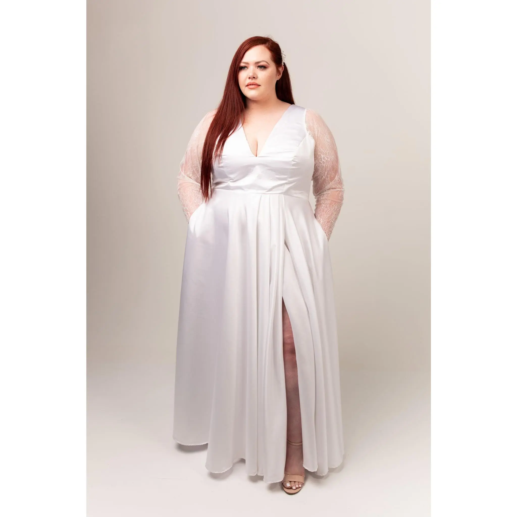 Nora Gown with Chantilly Lace Sleeves