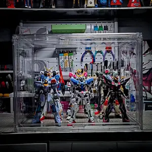 Gundam Model Dustproof Storage Box, Transparent Color, Magnetic Opening Design, Ideal for Building Gundam Models, Scene Creation