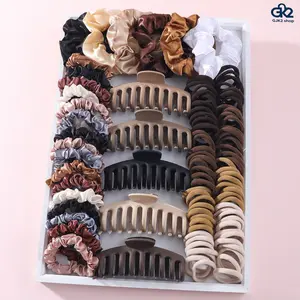 79-Piece Neutral Hair Accessories Set - Scrunchies, Claw Clips & Hair Ties, All-in-One Hair Accessory Kit