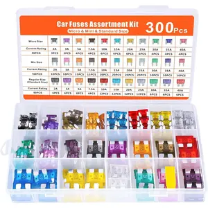 300PCS Car Fuses Assortment Kit, Mixed Vehicle Blade Fuses - Standard & Mini & Low Profile Mini Fuse (2A 3A 5A 7.5A 10A 15A 20A 25A 30A 35A 40A), Replacement Accessories for RV, Truck, Auto, Car Accessories, Auto Parts Accessories, Aluminum, Blade Type ti