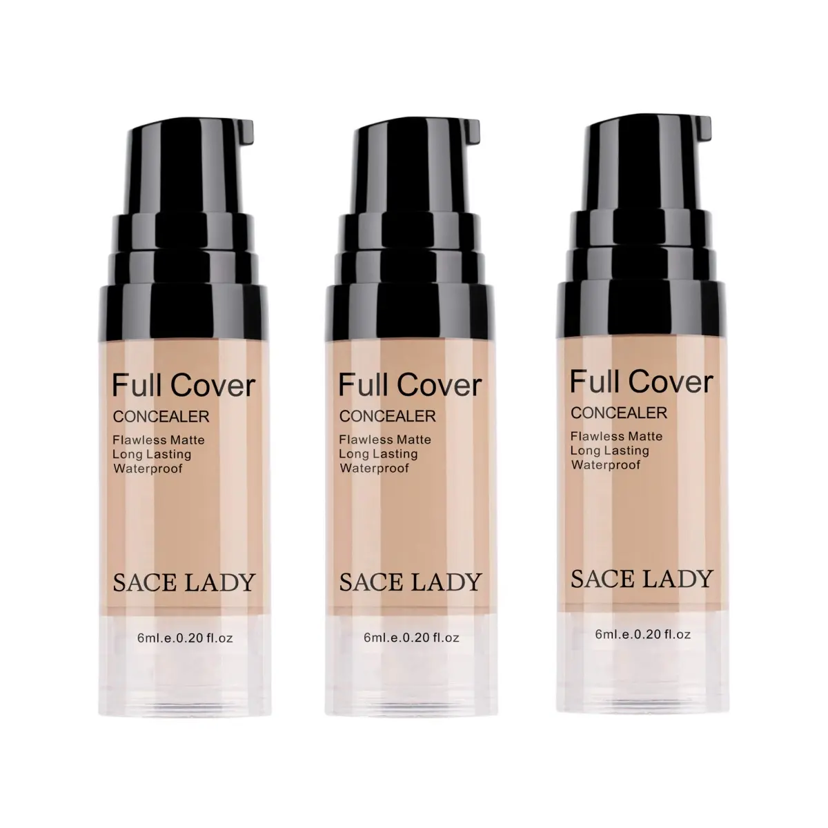 SACE LADY 3-Piece Waterproof Matte Full Coverage Cream Concealer & Foundation Makeup Kit, Cosmetic Eye Concealer for Dark Circles, Face Foundation for Spot Coverage