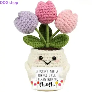 Handmade Crochet Tulip Yarn Doll, Cute Soft Flower Decor, Mothers Day Gift, Mom Gift, Perfect Birthday Keepsake & Aesthetic Desk Accessory, Mom Gifts