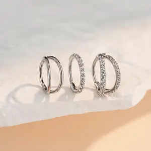 Oufer 20G Bundle 3pcs Value Pack Hinged Segment Nostril Nose Ring Piercing Hoop Rings 316L Stainless Steel Inner Diameter 6mm-8mm for Women