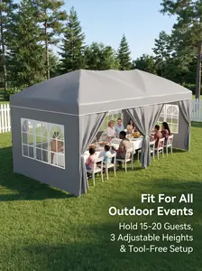 Heavy Duty 10x20FT/10x10FT Pop Up Canopy Tent - Waterproof Outdoor Event Shelter with 6 Removable Sidewalls, Mesh Windows, Windproof, Storage Bag - Perfect for Parties, Weddings, Backyard
