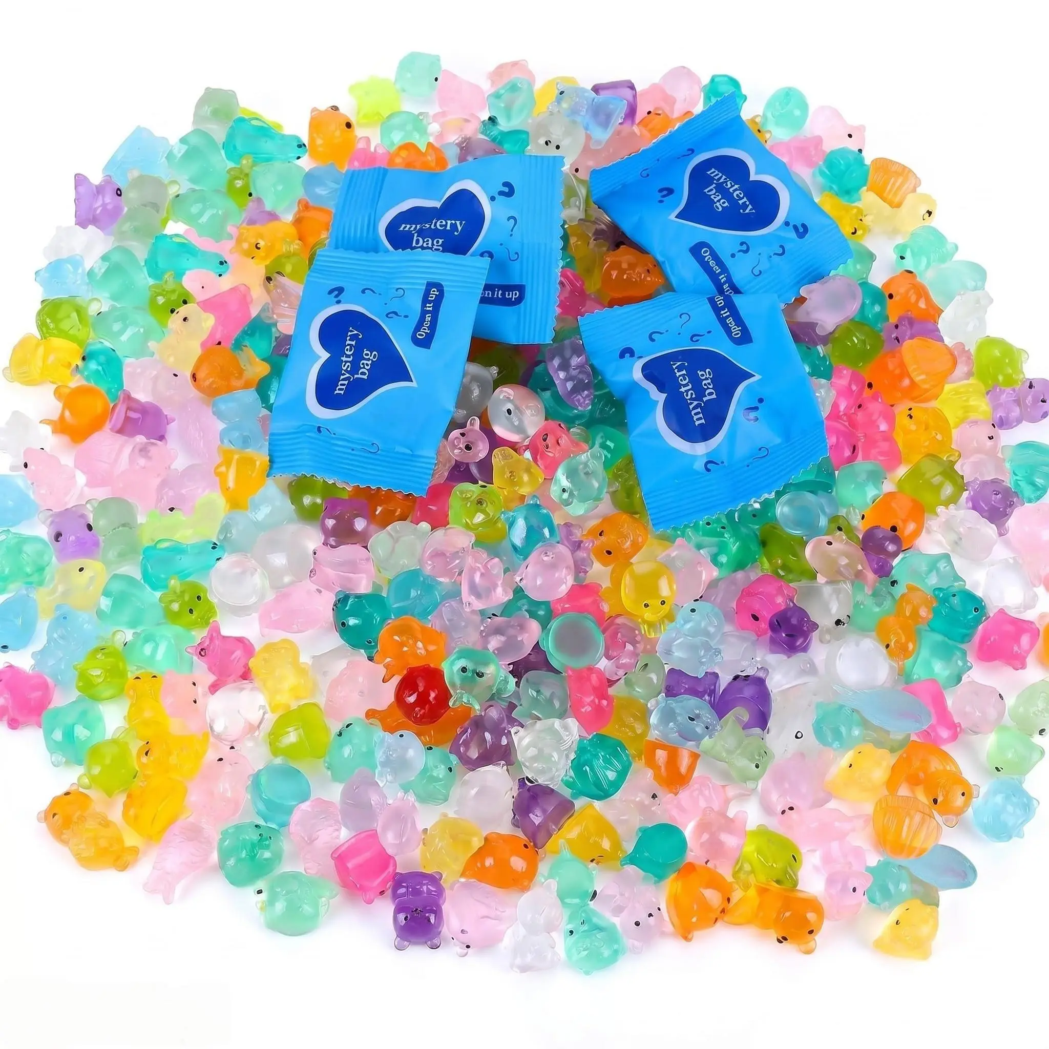 Miniature Animal Figurines, 50 PCS Magical Mixed Luminous Resin Ornaments for Toy House, Fairy Tale Garden & DIY Crafters Decoration