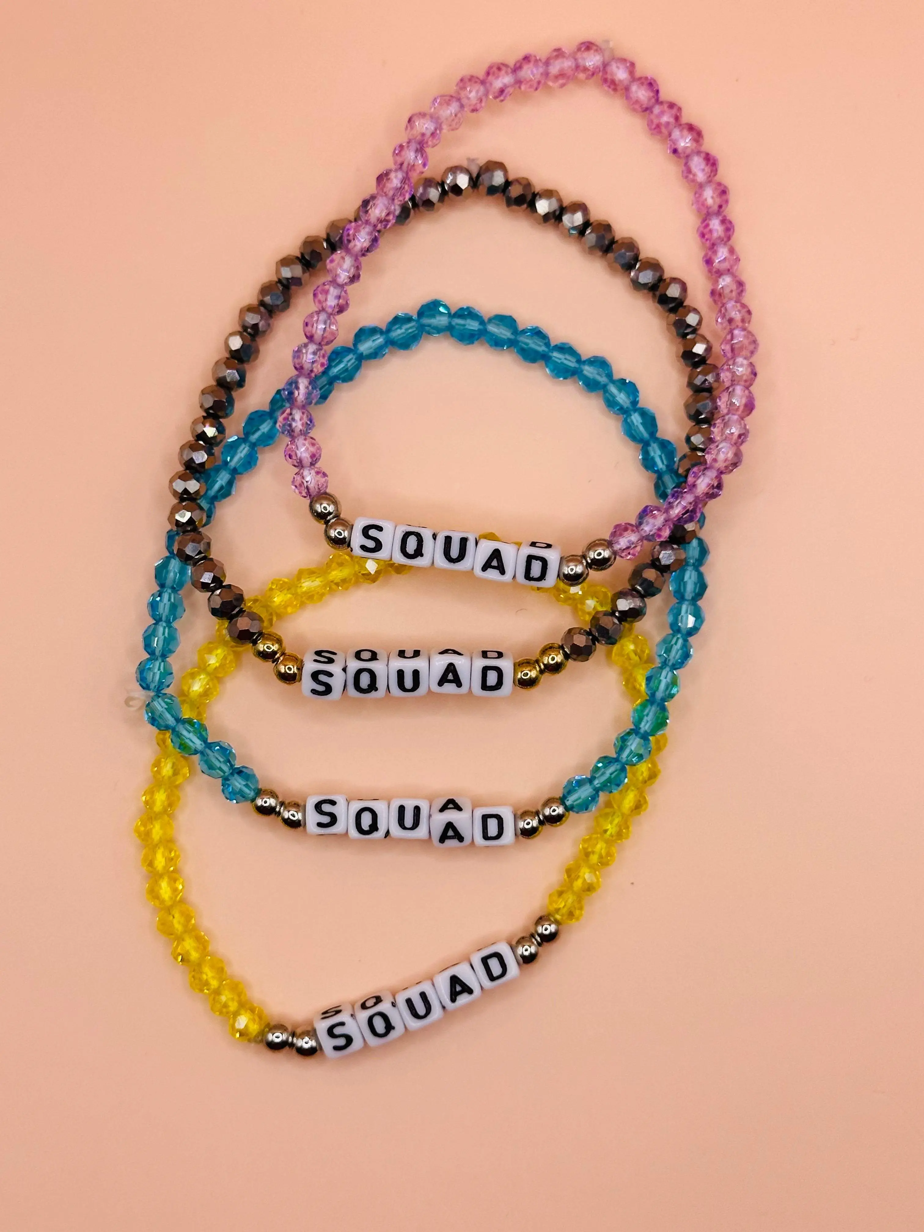 Squad Bracelets (Yellow, Blue, Black and Pink- 4 Pack