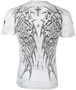 Archaic by Affliction Men's T-Shirt Spike Wings White Crewneck Cotton