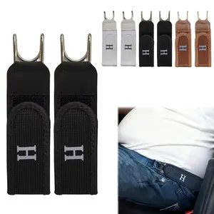 2/4 PCS Metal Hook Elastic Belt (Unisex) - Patented No - Buckle Invisible Design| Soft Adjustable Side Belt for Casual, Jeans, Business, Outdoor Hiking