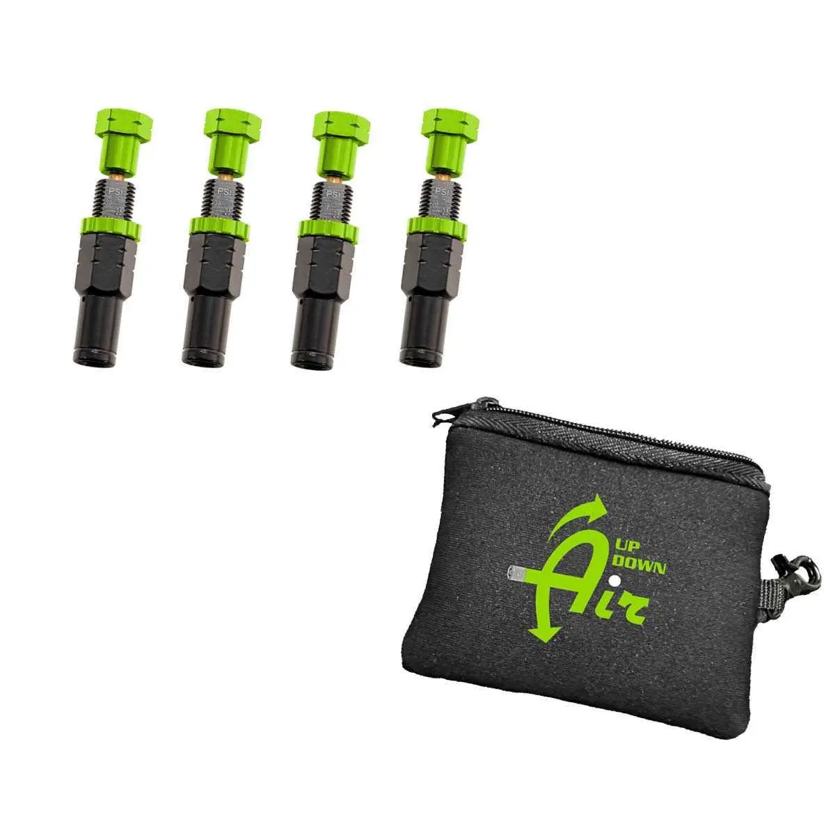 4 Piece Adjustable Tire Deflator Kit & Storage Bag - (PSI 10-30 lbs.)