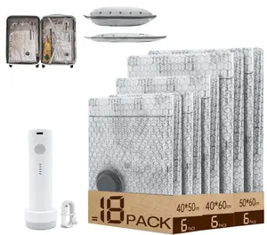 Travel Vacuum Compression Storage Bags with USB - Rechargeable Electric Pump - Ultra - Compact, Lightweight Space - Savers for Clothing & portable Travel Essentials. Zipper Pouches, Outdoor Packing System, Hand Organizer, Thanksgiving Variety Pack