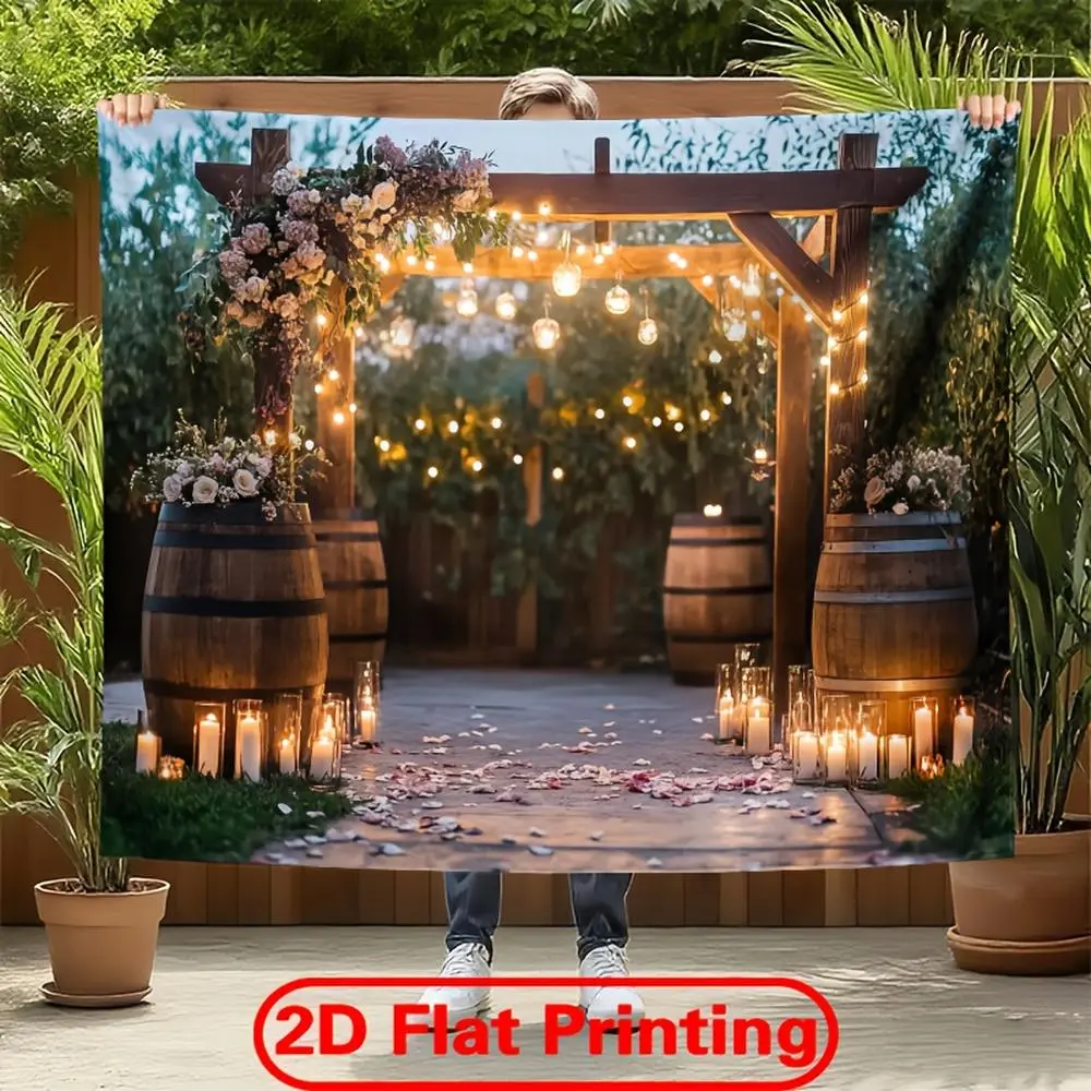 Rustic Glam Soft Polyester Photography Backdrop - Multi-Size Wedding & Ceremony Decor, Durable Textile Banner with Hanging Loop, 59x82.7in/150x210cm & 70.8x90.6in/180x230cm for Indoor-Outdoor Use