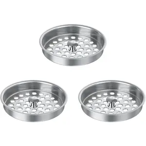 3 count Commercial Kitchen Sink Strainer Basket Replacement for 3-1/2 sink drain assembly-Stainless Steel Drain Filter, Flat Cover Basket for  Scraps, Prevents Clogs, Heavy-Duty Fits Commercial Sink