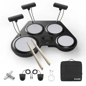 DONNER Beat Go Tabletop Electronic Drum Set with 15 Drum Kits 180 Voices & 30 Demo Songs Beginner Friendly Lightweight Portable Mesh Drum Heads & Compact Pedal