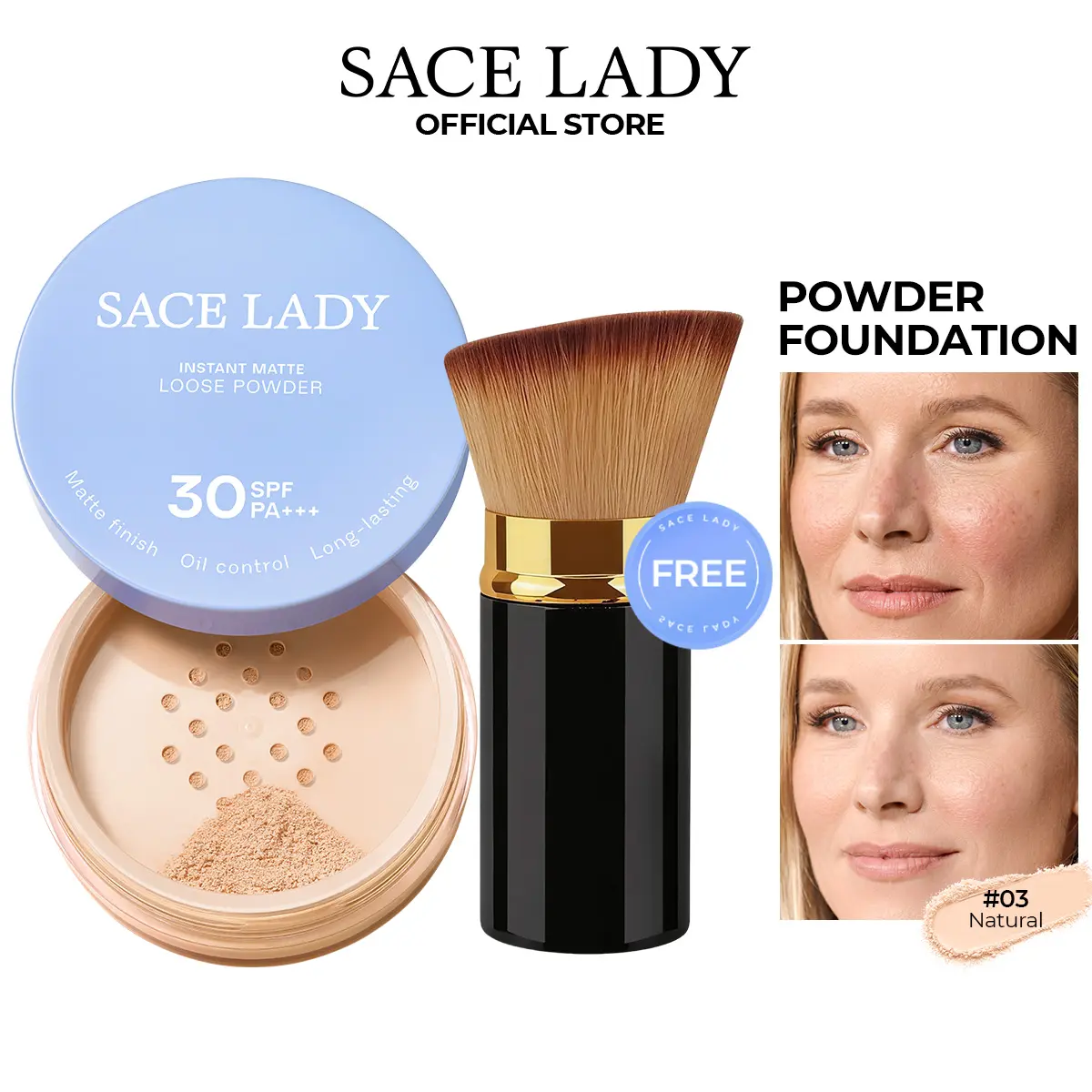 SACE LADY Instant Matte Loose Powder Soft-Focus Ultimate Blurring Oil Control Poreless Long-Lasting Finish For All Skin SPF30 PA+++