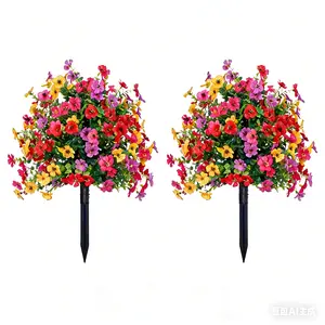 Artificial flowers for outdoors: artificial lavender bushes, outdoor UV-resistant and waterproof artificial flowers, decorative flowers, garden porch and courtyard decorations, Mother's Day gifts.