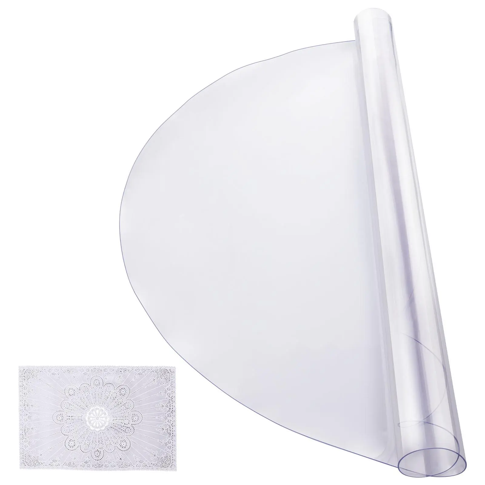 【Summerfinds】VEVOR Plastic Table Cover 48 x 48 Inch 2.0 mm Thick Clear Table ProtectorRound PVC Desk MatWaterproof & Easy Cleaning Desk Pad Tableclothfor Office Dresser Dining Room Table Night Stand
