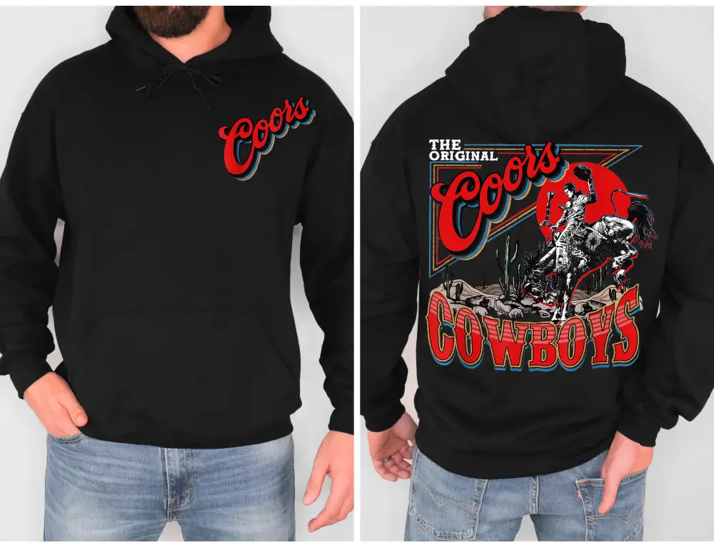 2 Side- Unisex Hoodie- Sweatshirt- Tshirt- Coors Western Cowboy Hoodie- For Men- For Women Classic Cotton