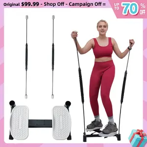 Twisting Board Machine with Power Rods & Foot Massager, 300LB Capacity, Home Fitness Trainer, Quiet Dual Pedals Core Engagement