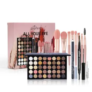POPFEEL Brown Eye Makeup Set, Makeup Gift Set, Makeup Combo, 40-Color Matte & Shimmer Eyeshadow Palette, Brow Pen + 8-Piece Premium Brush Kit – Perfect for Beginners to Create Flawless Looks Daily or at Parties, Dates, and Festivals