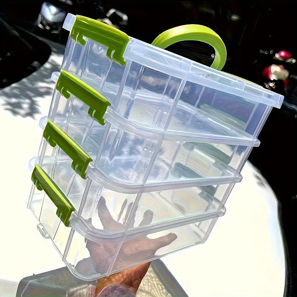 Transparent Clear Plastic Storage Box, Clear Plastic Containers, Multi-Layer Design, Lid and Handle, Dust-Proof, Stackable, Saves Space, Dustproof Clear Box, Ideal for Bedroom, Kids Room, Holiday Gift
