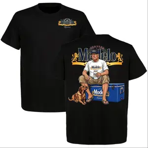 Trump with Modelo Beer Vintage Graphic Tee with Dog, Casual Men’s T-shirt, Relaxed Summer Shirt, Modelo Logo Design, Gift for Beer Lovers