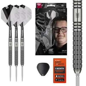 Target Darts Beau Greaves Steel Tip Dart Set, 23G/25G | 90% Tungsten Darts, Pro Grip Dart Shafts & Pro UItra No.2 Flights, Swiss Points Silver & SP Tool Included | Player Edition Professional Dart Set