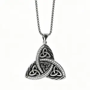 Summer Wins Wiccan Celtic Knot Necklace for Women Men, Stainless Steel Triquetra Trinity Pendant Necklace, Pagan Spiritual Jewelry, Witchy Protection Gift for Her Him