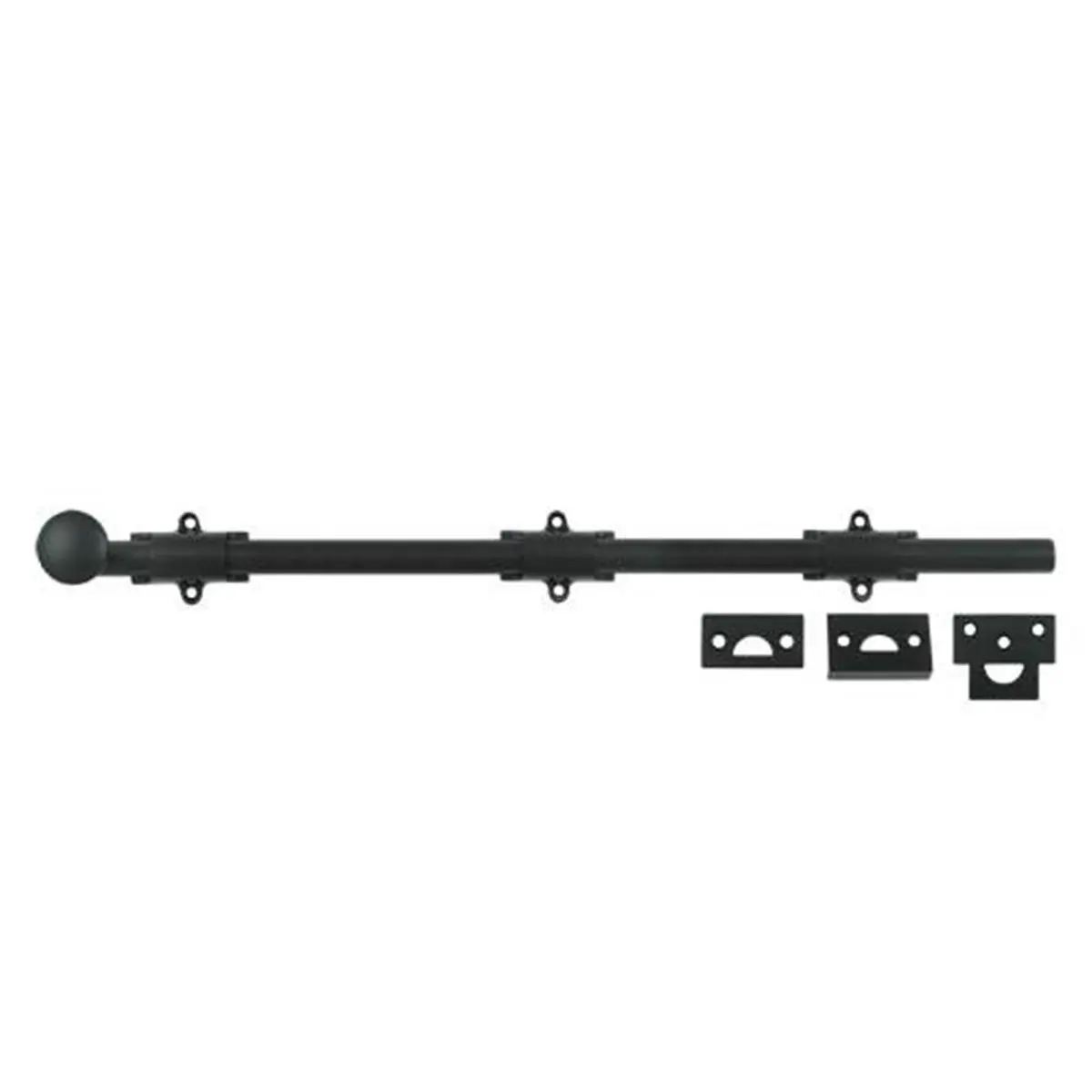 212 MAIN Deltana 18SB19 18 in. Heavy Duty Solid Brass Surface Bolt - Black, Door Hardware with Strikes for Extra Security, Solid Construction