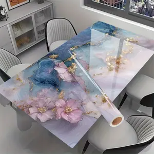 Pack of 2, Blue Marble Self-Adhesive Film - Self-Adhesive High Quality Vinyl Film, Marble Finish, Heat Resistant Removable Marble Tabletop and Marble Pattern Wallpaper Surface Cover, Suitable for Marble Look Countertops, Cabinets, Desks (Pink/Blue/Grey)