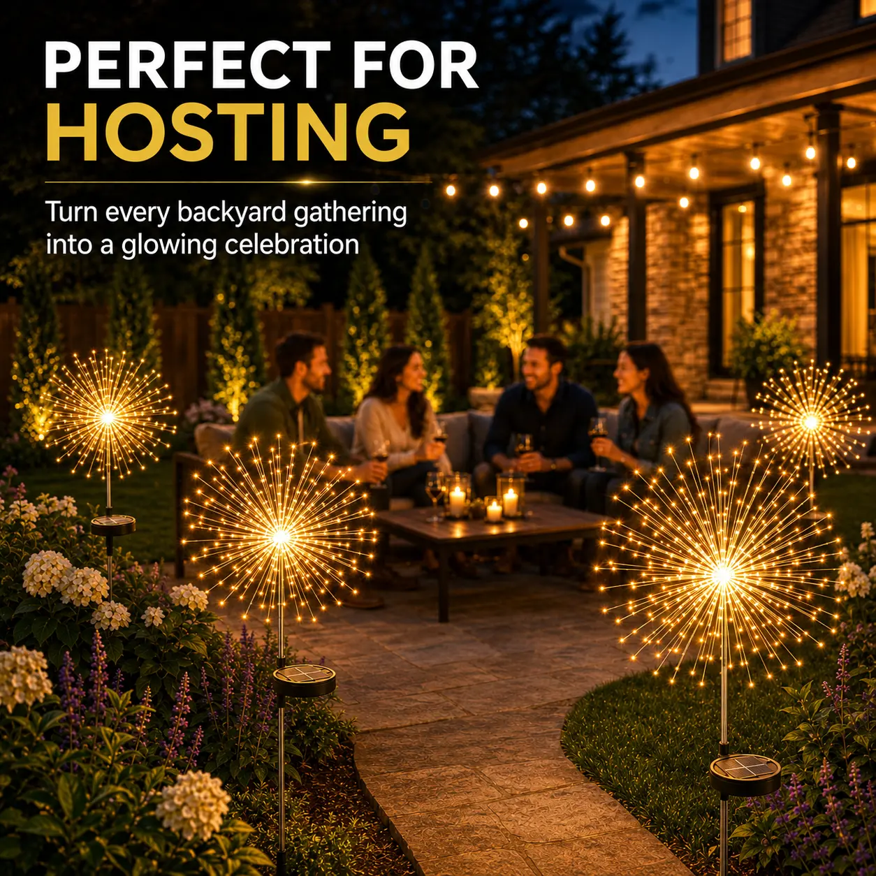 Solar Garden Lights Outdoor, 150LED Firework Lights for Summer, Waterproof Solar Fairy Lights with 8 Lighting Modes, Decorative Twinkle Lights for Garden, Yard, Patio, Pathway, Lawn & Outdoor Decor