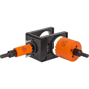 Door Lock Installation Kit, with 1 inch Hole  (1.5 inch Depth) & 2-1/8 inch Hole  (1.5 inch Depth) and Jig, for Drilling  and Metal Door, Installing Deadbolt and Knob, Black