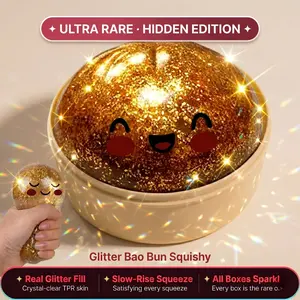 Viral Dumpling Squishy ULTRA RARE Gold Glitter Hidden Edition | Dumpling Squishies Squishy Dumpling Slow Rise Stress Relief Soft TPR Squeeze Ball Fidget Toy Sensory ASMR Oddly Satisfying Gift duck random style mega expressive big  steam bun dunpling