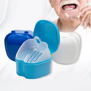 Dental Denture Box for Retainer, Orthodontic Storage Container, Apple Style Hanging Filter Denture Case for Safe Storage Daily