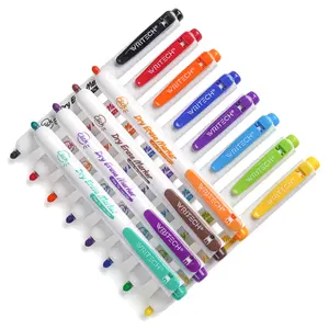 WRITECH Retractable Dry Erase Markers, Fine Tip, Assorted Colors, Low Odor, Refillable, Clickable, Bulk 12ct