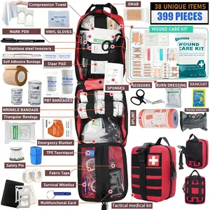 399pc Versatile Emergency Medical Kit Professional-GradeFirst Aid Kit, 39 Unique Items for Outdoor Survival -IncludesScissors Tweezers, Splint, Band-Aid,Whistle, And More - Ideal forHiking, CampingHunting, Car, Boat, Travel, And ExplorationPerfect Gift