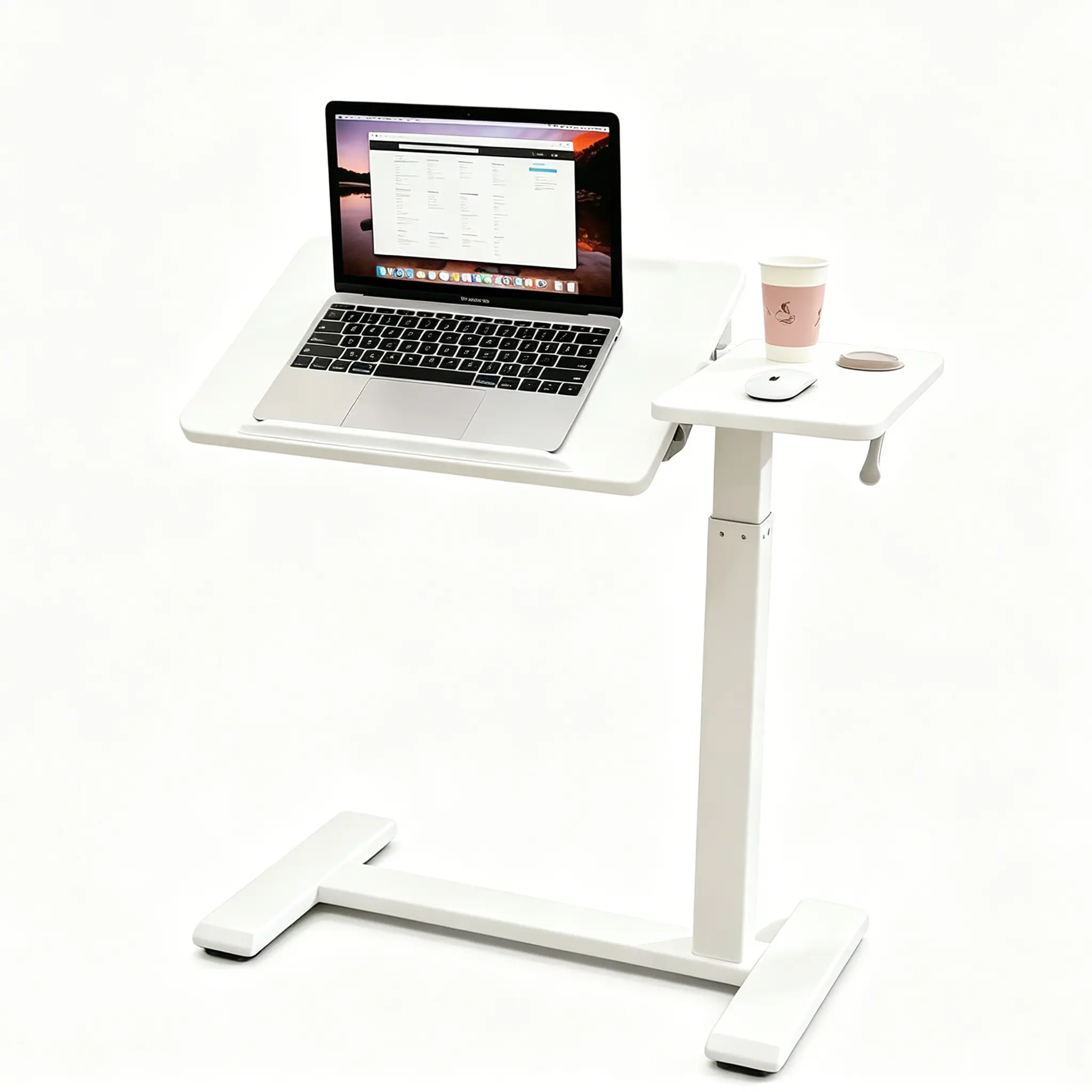 Mobile Standing Desk with Wheels & Tiltable Tray – Adjustable Height Bedside Laptop Table for Home Office, Side Computer Workstation