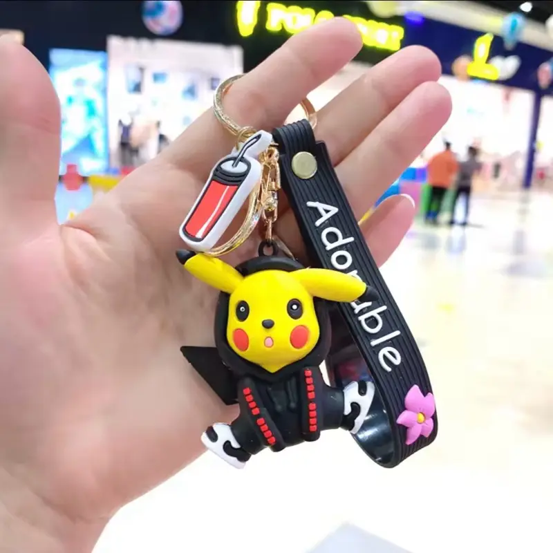 Pikachu in Clothing Pokemon Keychain Version 4 Black Hoodie