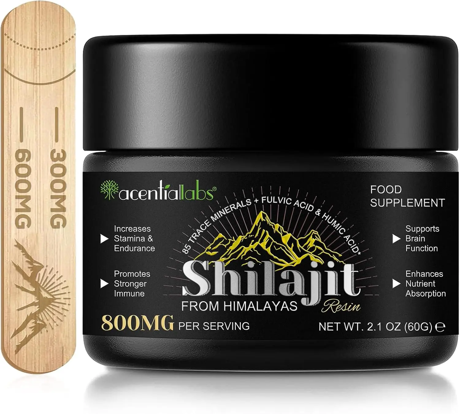 Acentiallabs Pure Himalayan Shilajit Resin – Optimum Healthcare Supplement with 85+ Trace Minerals & Fulvic Acid for Natural Energy, Immune Support & Vitality Boost for Men & Women, Dietary Fitness